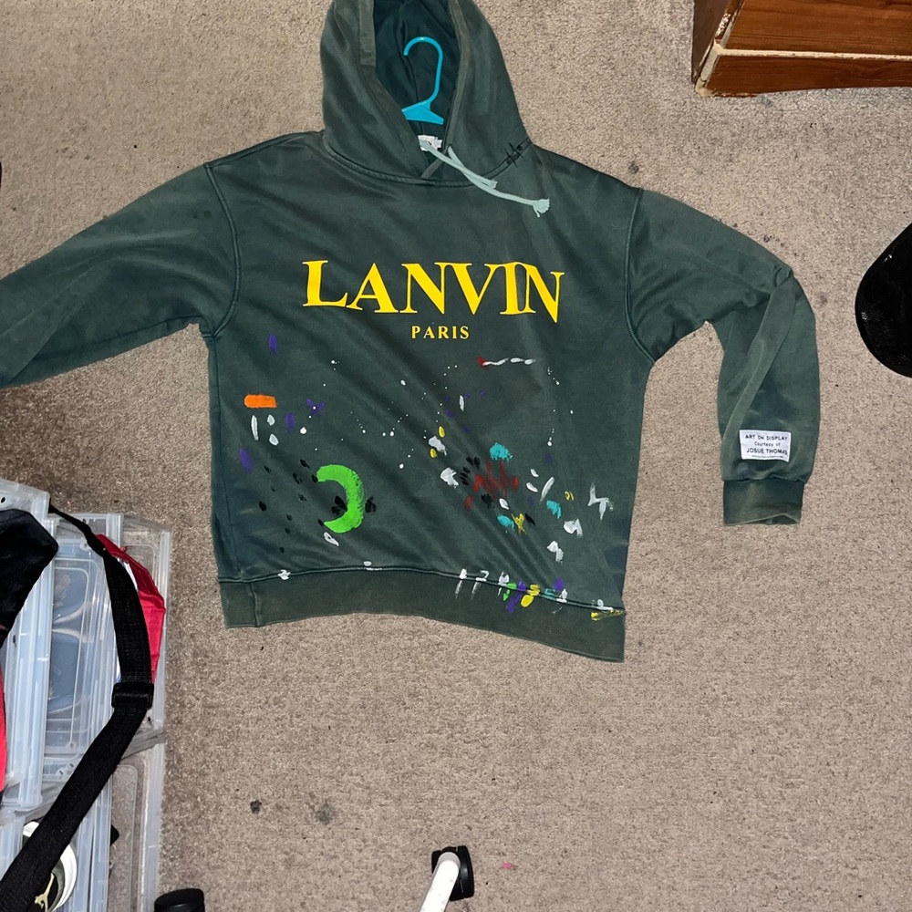 Lanvin Dark Green Hoodie with Colorful Accents